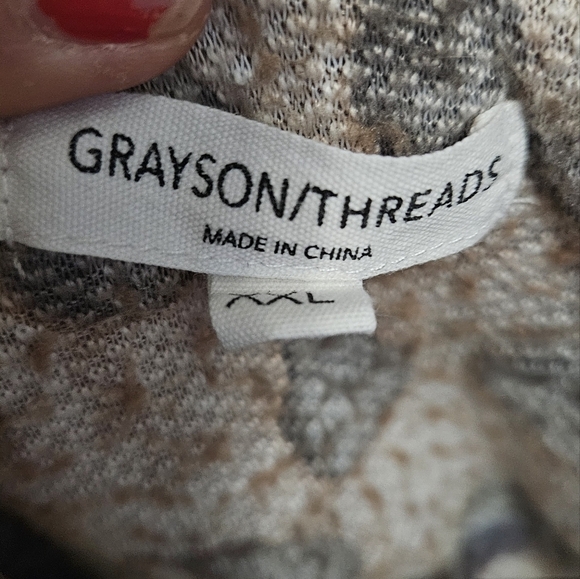 GRAYSON THREADS Leopard print sherpa/fleece pullover 1/4 zip jacket. Size XXL - Picture 13 of 13